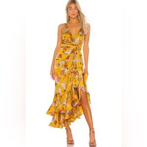 Bronx and Banco Narciss Floral Yellow Midi Dress S
